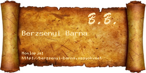 Berzsenyi Barna névjegykártya
